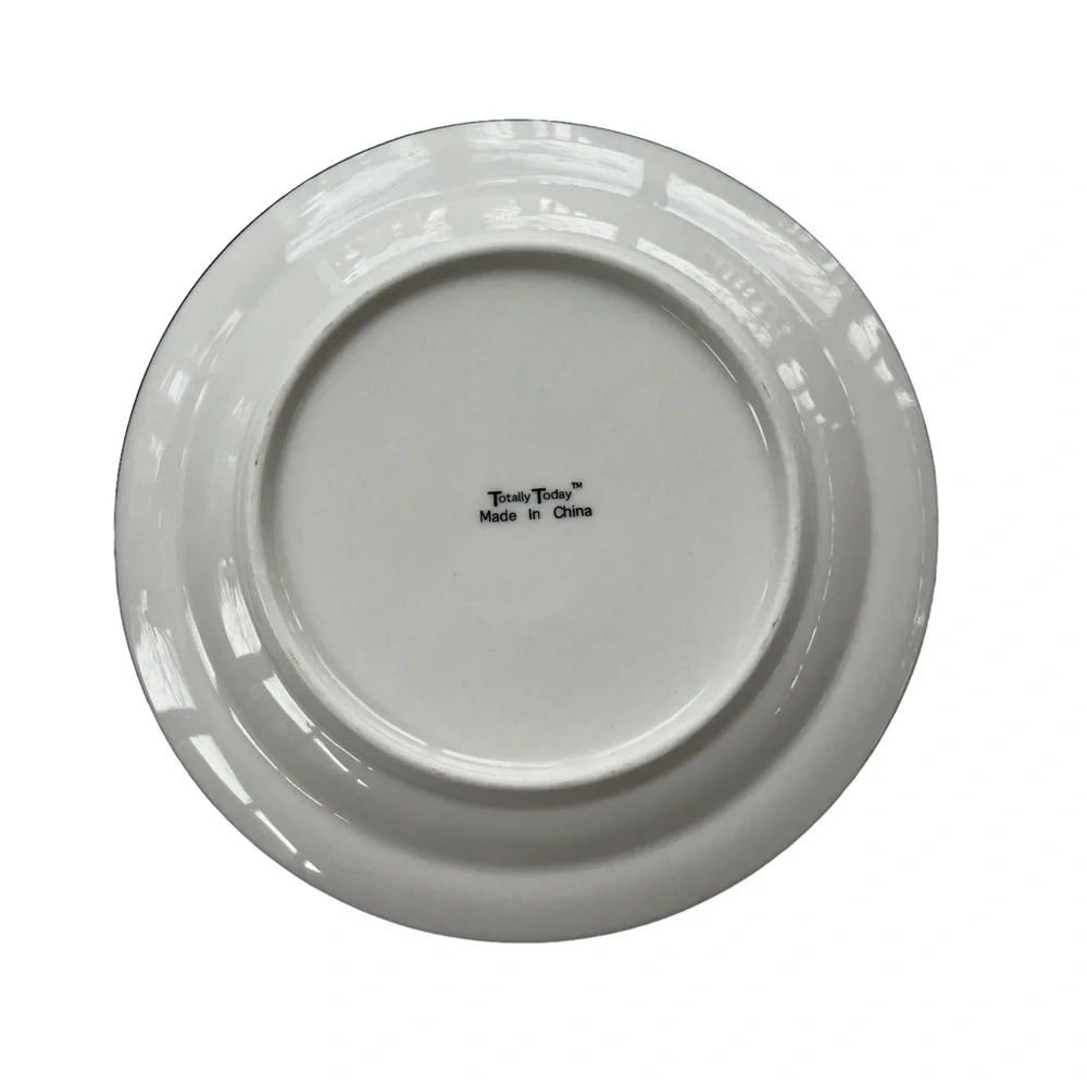 Totally Today Coastal Lighthouse Seaside White 7‎ in. Round Salad Dessert Plate